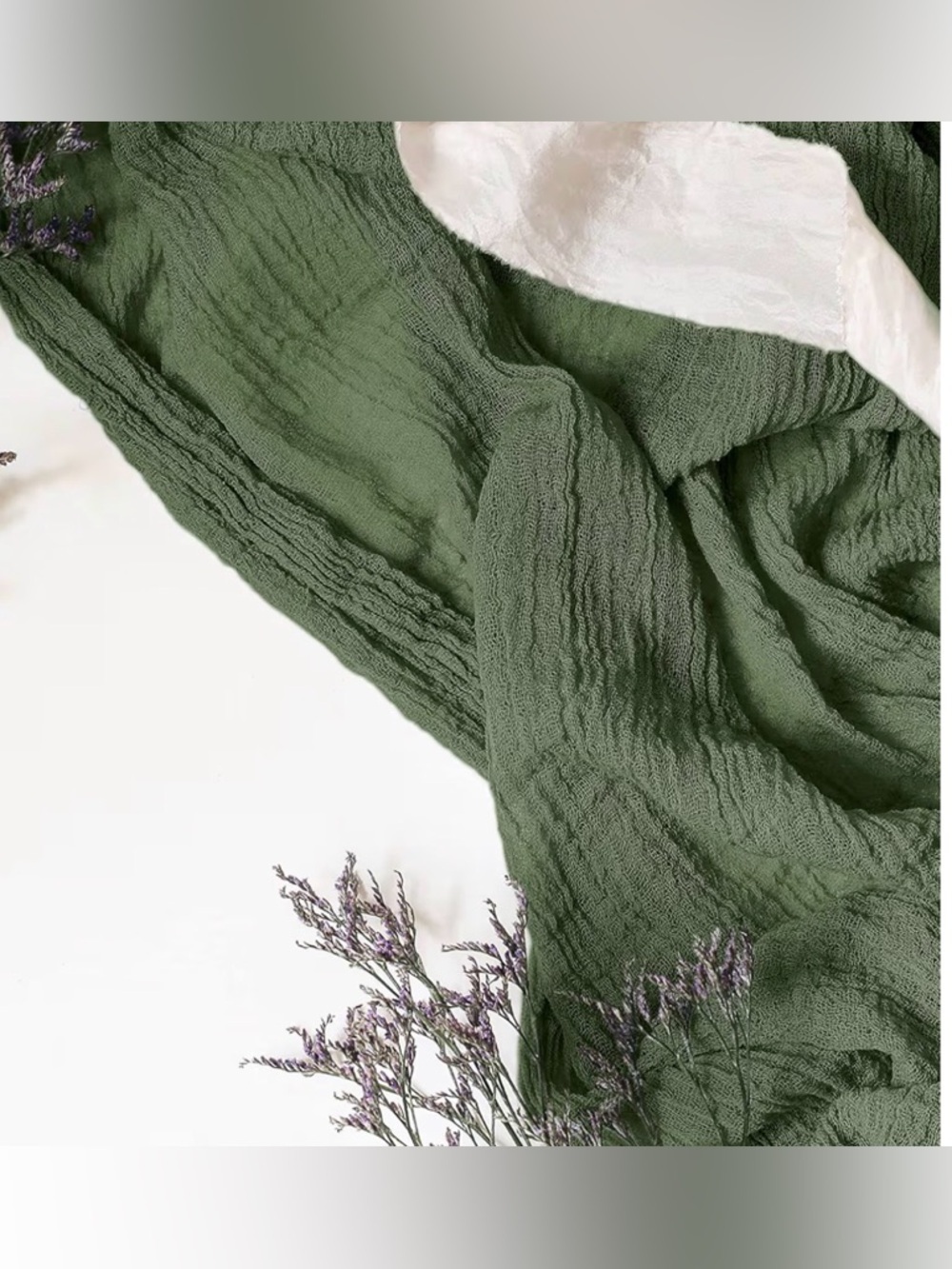 🤍 Cheesecloth Gauze Table Runners Bundle – White & Green - Picture 9 of 10